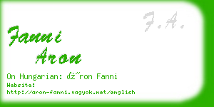 fanni aron business card